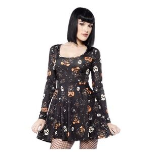 SOURPUSS BLACK CATS SKATER DRESS BLACK Sold out size medium